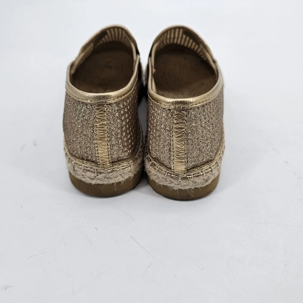 Michael Michael Kors  Kendrick Slip On Leather Espadrille, Gold, Womens Size 7